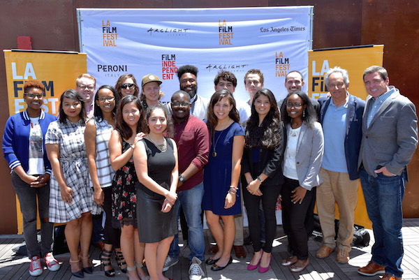 CULVER CITY, CA - JUNE 04: (Back Row) Issa Rae, Morten Forland, Dani Shank, Taylor Zann, Terrence Johnson, Cruz Quinonz, Chase Mohseni, Bret Polish, Steve Uljaki, President of Film Independent Josh Welch (Front Row) Maliyam Mahvud, Limaire Anderson, Liz Tapang, Unidentified, Terrence Grant, Samantha McRoberts, Emily Aguilar, Raeesah Reese attend the Diversity Speaks Brunch during the 2016 Los Angeles Film Festival on June 4, 2016 in Culver City, California. (Photo by Benjamin Marker/WireImage)